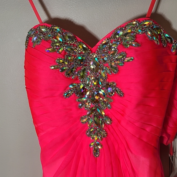 Strapless Jeweled Pink Prom Dress - Picture 10 of 17